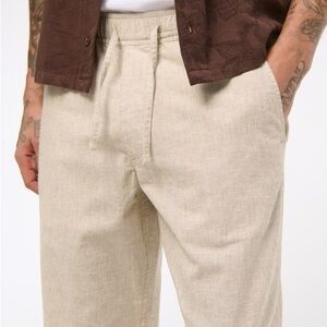 Abercrombie Loose Linen Blend Pull On Pant Beige/Cream Cotton Men’s